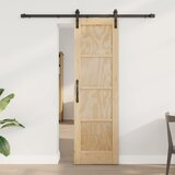  Klizna vrata Prirodna i crna 61 x 198,5 cm Masivna borovina | shoptok.hr