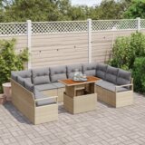 vidaXL set od 10 komada vrtnih sofe s jastučićima bež poli ratan | shoptok.hr