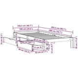 vidaXL Posteljni okvir s predali voščeno rjav 100x200 cm borovina | Shoptok.si