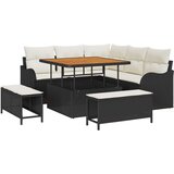 8 dijelni vrtni sofa set s jastucima Crni poli ratan akacija 2-sjedalna vrtna sofa s jastucima Crni poli ratan 3 dijelni vrtni | shoptok.hr