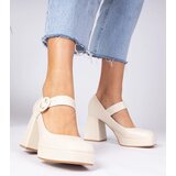 D/CEO marka niezdefiniowana Beige square-toe pumps with a buckle Katherin | ePonuda.com