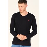 Dewberry T8587 V-NECK MEN'S LONG SLEEVE T-SHIRT-CHARCOAL BLACK Cijene