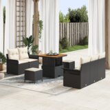  8-dijelni vrtni sofa set s jastučićima crni poli ratan akacija | shoptok.hr