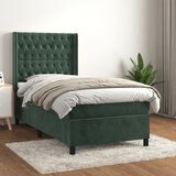  The Living Store Box spring postelja z vzmetnico temno zelena 90x200 cm žamet - Box Spring Postelja, (21444471) Cene
