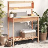 vidaXL Miza za sajenje z umivalnikom rjava 147,5x44x139,5 trden les | Shoptok.si