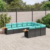  10-dijelni set vrtnih sofa od poliratana s jastucima crni | shoptok.hr