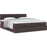 vidaXL Otomanski posteljni okvir z vzmetnicami rjav 200x200 cm blago | Shoptok.si