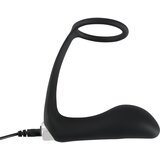 Black Velvets Black Velvet - Silikonski analni vibrator z obročkom za penis (črn) | Shoptok.si