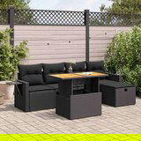 vidaXL 6-dijelni set vrtnih sofa s jastucima crni od poliratana bagrem | shoptok.hr