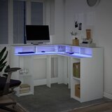  Radni stol s LED svjetlima bijeli 130 x 130 x 91 cm drveni | Eponuda.ba