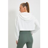 Trendyol Ecru Super Crop Hoodie Sports Sweatshirt Cene