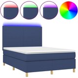  Box spring postelja z vzmetnico LED modra 140x200 cm blago, (20884019) | Shoptok.si