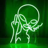 GOLDWAY Zeleni neonski napis Alien, neonski napis za spalnico, neonski napisi Alien za stensko dekoracijo, dekor igralne sobe, 16x12 palcev, (21978893) | Shoptok.si