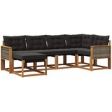 vidaXL Zunanja garnitura za sedenje z blazino 6 pcs Naravna in črna, (5000273416) | Shoptok.si