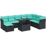  Vrtna sedežna garnitura z blazinami 9-delna črn ratan/akacija, (22048286) | Shoptok.si