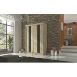ADRK Drsna omara KAREN z lakobelom 150 cm - SONOMA-LAKIRANA čRNA, VISOK SIJAJ | Shoptok.si
