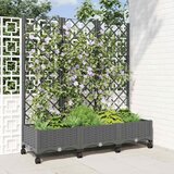  Vrtni saksija s rešetkom i kotačima Svjetlosiva PP - Svjetlosiva 120 x 40 x 121 5 cm s kotačima | shoptok.hr