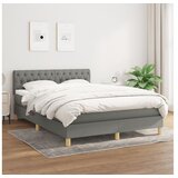 Box spring postelja z vzmetnico temno siva 140x200 cm blago | Shoptok.si