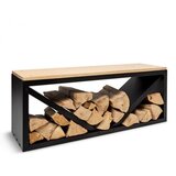 Blumfeldt Kindlewood L Black, stojalo za polena, klop, 104 × 40 × 35 cm, bambus, cink Cene