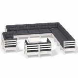 Maison Chic Seti vrtnega pohištva - Vrtna garnitura - Vrtni pohištvo set 14-delna z blazinami bela borovina, (21795761) | Shoptok.si
