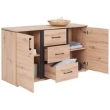 Mömax Široka Komoda Nature, Barva Hrasta, Črna | Shoptok.si