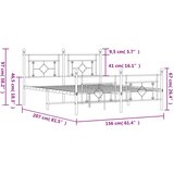Metalni okvir kreveta uzglavlje i podnožje bijeli 150 x 200 cm | shoptok.hr