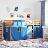  na kat sa zavjesama plavi 80x200 cm od masivne borovine | shoptok.hr