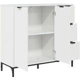 vidaXL Strani šal s predalom Bela z visokim sijajem 89.5 x 33 x 82 cm | Shoptok.si