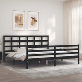 vidaXL Posteljni okvir z vzglavjem črn 200x200 cm trden les Cene