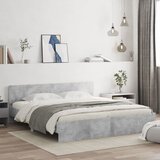  Okvir kreveta s uzglavljem boja betona 200 x 200 cm | shoptok.hr