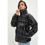 Trendyol Black Tweed Detailed Shiny Oversize Down Jacket Cene