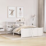 Maison Chic Posteljni okvir - Dvoposteljna postelja - Zakonska postelja z vzglavjem brez vzmetnice bel 140x190 cm, (21693692) | Shoptok.si