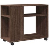 vidaXL Bočni stolić s kotačima boja smeđeg hrasta 70x35x60 cm drveni | shoptok.hr