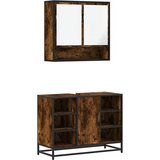 vidaXL 2-dijelni set kupaonskog namještaja dimljena boja hrasta drveni | shoptok.hr