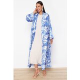 Trendyol Blue Tropical Patterned Long Woven Kimono & Kaftan | shoptok.hr