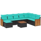 vidaXL 9-delni vrtni komplet sedežnih garnitur z blazinami črne barve poli ratan, (5000293571) | Shoptok.si
