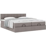 vidaXL Otomanski posteljni okvir z vzmetnicami taupe 200x200 cm blago | Shoptok.si