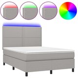  Box spring postelja z vzmetnico LED sv. siva 140x200 cm blago, (20723832) | Shoptok.si