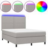  Box spring s madracem LED svjetlosivi 140x200 cm tkanina | shoptok.hr