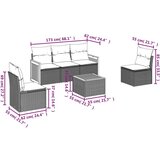  6-dijelni set vrtnih sofa s jastucima crni od poliratana | shoptok.hr