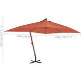  Konzolni vrtni suncobran s drvenim stupom 400 x 300 cm terakota | shoptok.hr