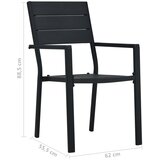  Vrtne stolice 2 kom crne HDPE s izgledom drva | shoptok.hr