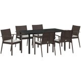 vidaXL Vrtni set za objed 7 pcs Smeđa Poli ratan | shoptok.hr