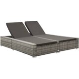 Maison Chic Dvojni Ležalnik - Sončna ležalnik poli ratan sive barve, (22042620) | Shoptok.si