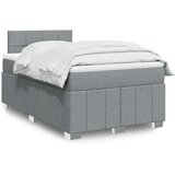 vidaXL Box spring postelja z vzmetnico svetlo siva 120x200 cm blago | Shoptok.si