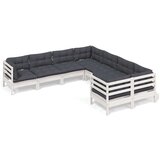  Vrtna sedežna garnitura 8-delna z blazinami bela borovina, (20973743) | Shoptok.si