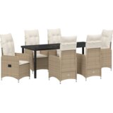 vidaXL Set od 7 vrtnih stolica s jastučićima bež poly ratan | shoptok.hr