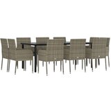  11-dijelni vrtni blagovaonski set crno-sivi od poliratana | shoptok.hr