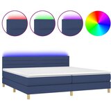  Krevet box spring s madracem LED plavi 200x200 cm od tkanine | shoptok.hr