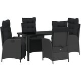 vidaXL 5-delni set vrtnarskih jedilnih stolov črna poli ratana | Shoptok.si